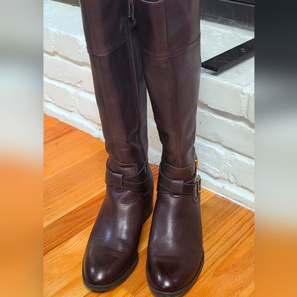 Franco Sarto Lapis Womens Tall Knee High Riding Boots Brown Leather size 7